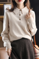 【显瘦神器】秋冬新款polo领羊毛衫女修身半身裙时尚百搭裙，女装羊毛衫，君贝羊绒