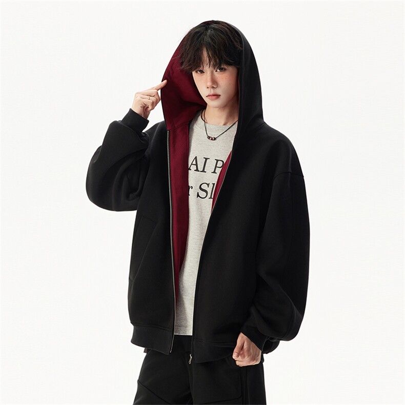 重磅420克高品质秋季新款卫衣5Q1083-TP55不开衫美式情侣外套,男装卫衣,电商A102