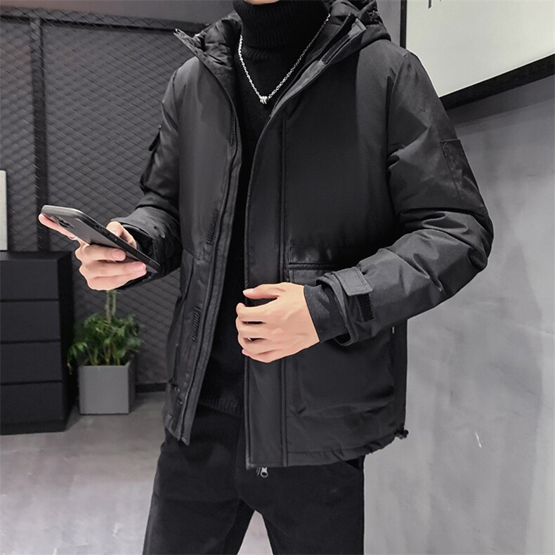 连帽团体校服工装户外情侣修身短款白鸭绒羽绒服男外套,男装羽绒服,星座301D-5(原星座1415）