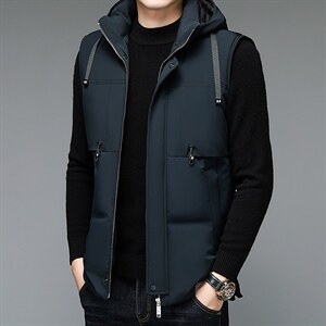 2022高品质冬装连帽羽绒服90鸭绒保暖马甲男士背QS1112-P190图片