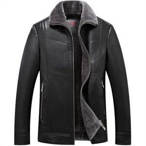 8807/P110 爸爸皮外套冬装加绒加厚保暖皮衣老服男装老年衣服图片