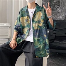 短袖衬衫春款男港风潮流弹力C238P28，男装衬衫，星座1116-2