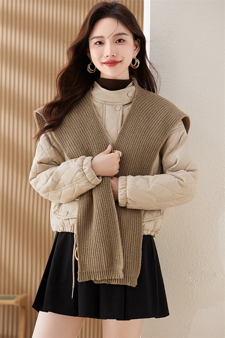 菱格皮衣棉服女短款秋冬季2023新款小个子派克服加绒外套轻薄棉衣,女装棉衣/棉服,江南女神