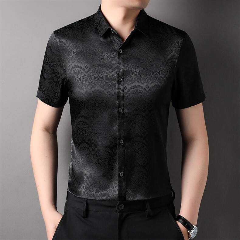 短袖衬衫薄款上衣夏季中年男士商务休闲衬衣ZL81168-P85,男装衬衫,星座1105-3