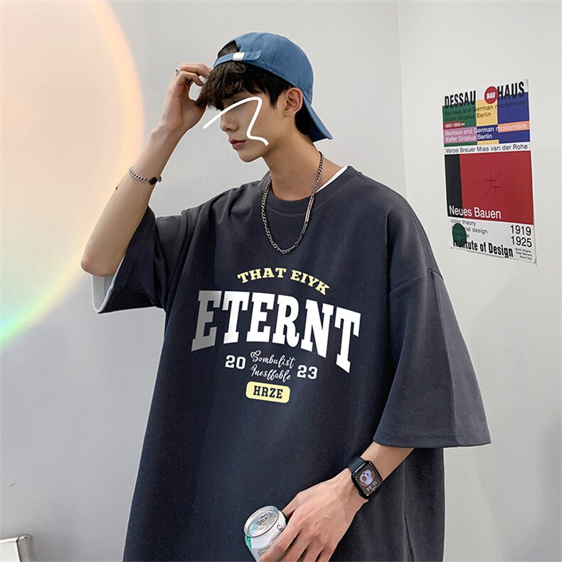 青少年男生短袖t恤夏季2024新款美式高街半袖潮牌青少年纯棉体恤,男装T恤,电商A486