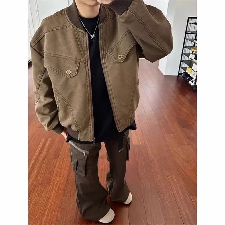现货DJK621-特批55抖音质量工装夹克男女秋冬季休闲宽松图片