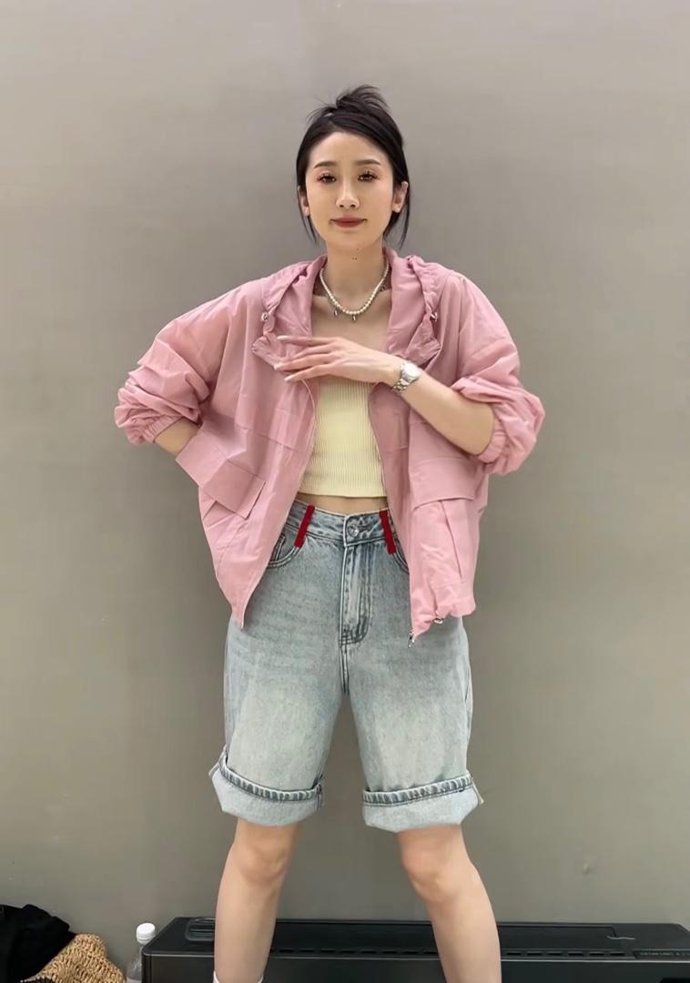 休闲大口袋连帽设计防晒外套,女装其它,L·H·X