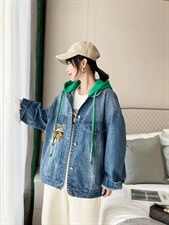 牛仔拼针织帽外套，其它，艾依佳人