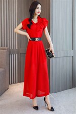 2022年夏季韩版时尚不规则花边拼接上衣+显高阔腿裤两件套，女装套装/套裙，火爆靓佳人