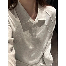抖音得物高品质美式高街重磅曼巴棉结构螺纹拼接翻领卫衣长袖T恤，男装T恤，电商A486