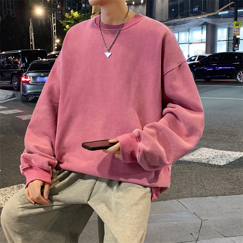 港风潮流ins春季宽松百搭大码圆领套头卫衣23XW99281-特批40,男装卫衣,电商A042