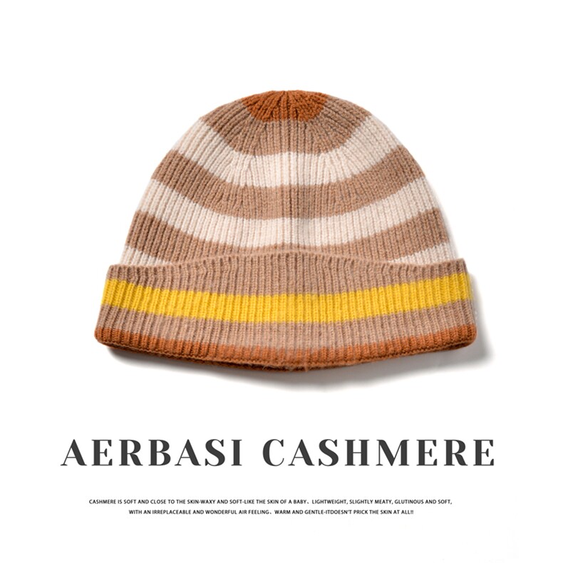 秋冬新款35%七针三股加厚抽条拼色条纹帽，帽子，蒙娇羊绒