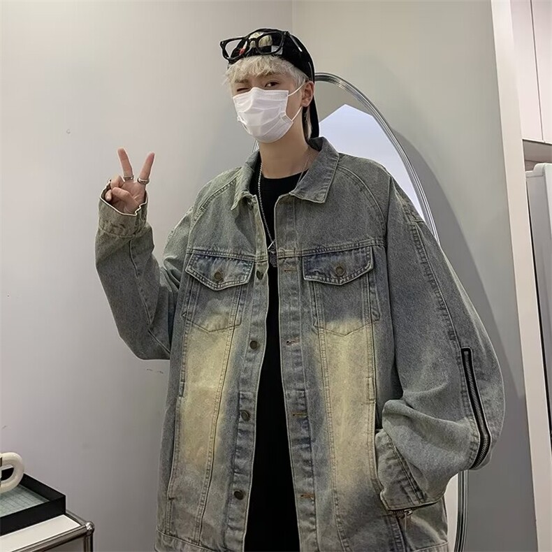 F137-P632024春季潮牌宽松百搭夹克美式复古水洗牛仔外套男,男装夹克,星座512-6