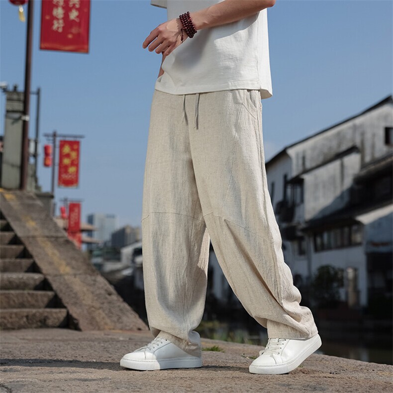 80%苎麻高品质风夏季新款弯刀休闲裤子长裤男女K558-P90控128,男装休闲裤,星座313B-4（原星座309A-1）