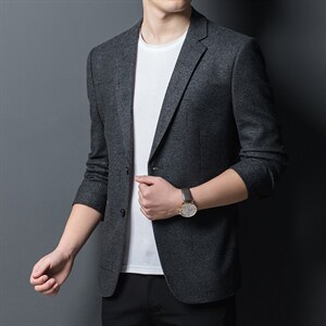 中年西服男士外套2023春秋季新款休闲宽松小西装商务上衣潮流男装图片