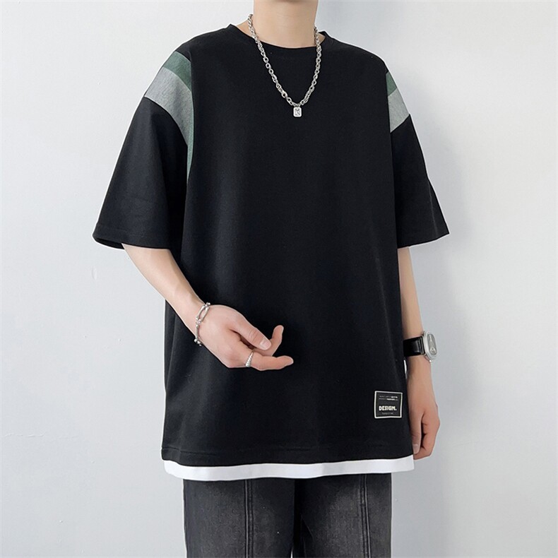 冰氧仿棉短袖港风白墙夏季休闲百搭撞色印花男上衣TC3157-P25控48,男装T恤,星座717