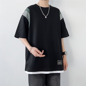 冰氧仿棉短袖港风白墙夏季休闲百搭撞色印花男上衣TC3157-P25控48图片