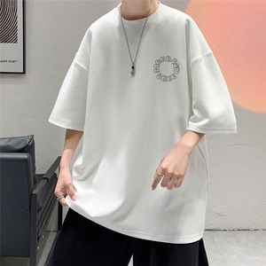 港风  200g纯棉夏季新款短袖T恤涂鸦印花简约新潮 T6009 P25控38图片