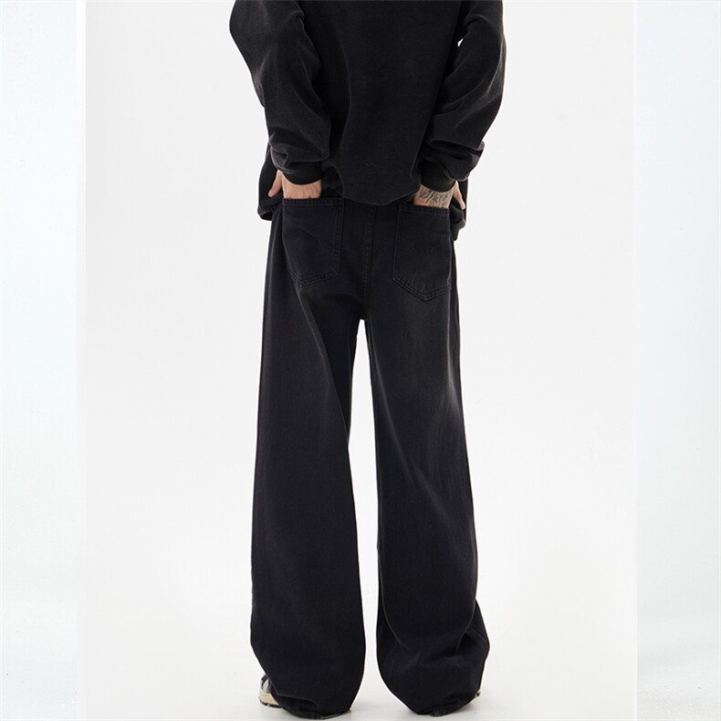 宽松版型休闲直筒复古水洗牛仔裤百搭拖地裤纯色牛仔N91-特P38,男装牛仔裤,电商B327