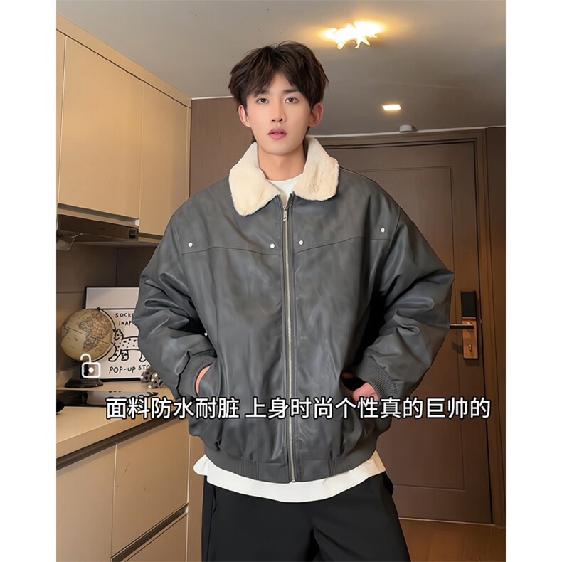 W8217P130控178皮毛扎染加绒加厚宽松休闲棉衣棉服,男装棉衣,电商B205