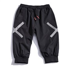 文艺灰色夏季宽松工装裤子日系七分裤A061-K159-P45锦纶90氨纶10，男装休闲裤，电商A061