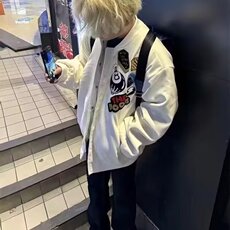 美式高街徽章字母刺绣棒球服冬季夹棉棉衣男女夹克外套，男装棉衣，星座1210-1