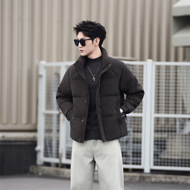 7729-L-4XL-P215-标50绒社会小伙男士休闲立领纯色百搭羽绒服,男装羽绒服,电商B255