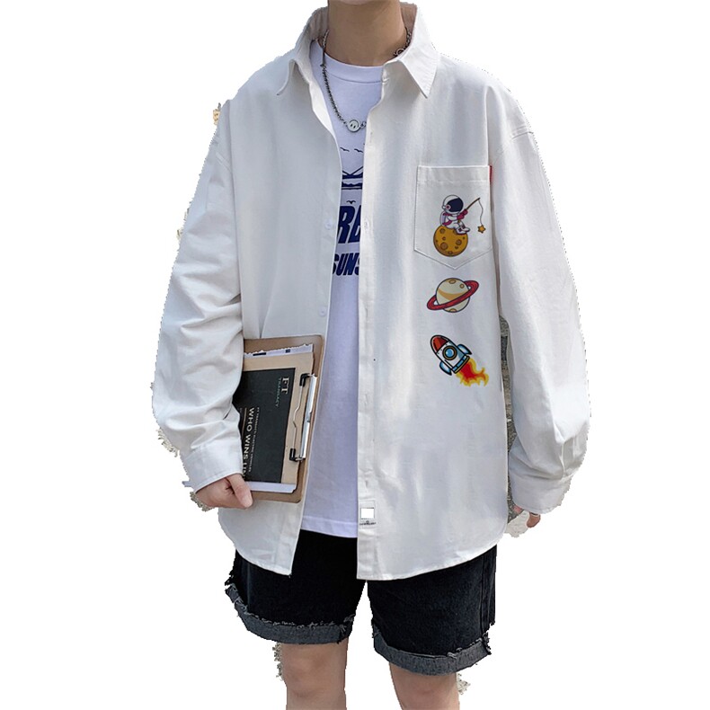春季长袖衬衫男宽松港风衬衣男外套男CSCS277-P35,男装衬衫,电商B371