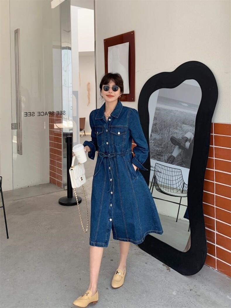 牛仔连衣裙，女装连衣裙，肆尔