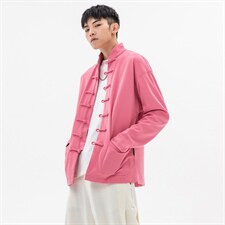 秋冬大码风针织加厚夹克外套立领盘扣情侣中性唐装JK20/P135，男装夹克，钱塘713