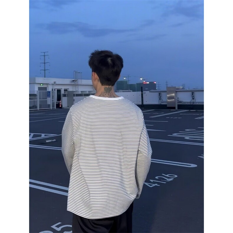 亨利领长袖T恤男女秋季新款白色休闲复古cleanfit打底衫TXK52,男装T恤,星座516A