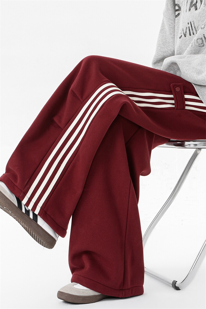 8XL-M奥粒绒加绒休闲裤男三条杠条纹运动裤宽松卫裤K9121P58控78,男装休闲裤,电商D206-1