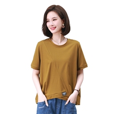 2025夏季新款精品女装潮设计感短袖t恤女宽松显瘦大码打底上衣服，女装衬衫，叶笙衣