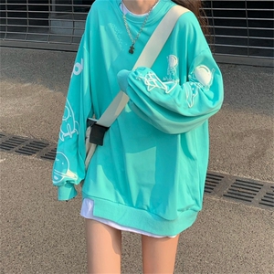 发泡印花假两件薄款卫衣女 E152-P52图片
