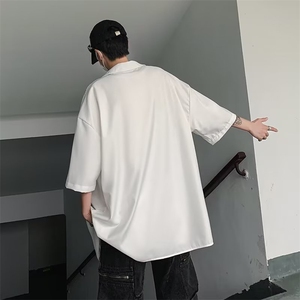 星星双拉链衬衫男短袖美式高街潮牌五分袖高级设计感小众衬衣外套图片