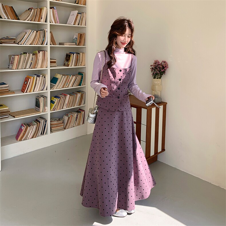 新款紫色波点三件套2C007-2605-P215-K348,女装套装/套裙,2C007