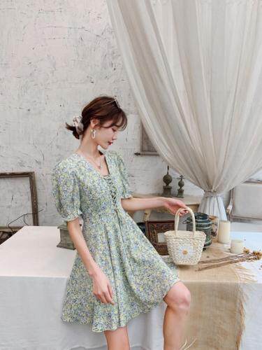 夏季碎花连衣裙，女装连衣裙，昕叶良品