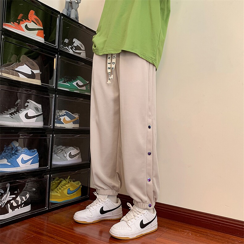 KP709P48港风休闲裤男排扣宽松大码束脚裤卫裤，男装休闲裤，星座1204-3