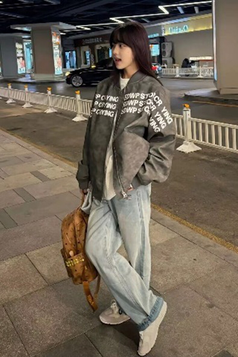 美式复古字母标语PU皮夹克男秋季cleanfit短款飞行外套小众设计感,男装夹克,星座218-8