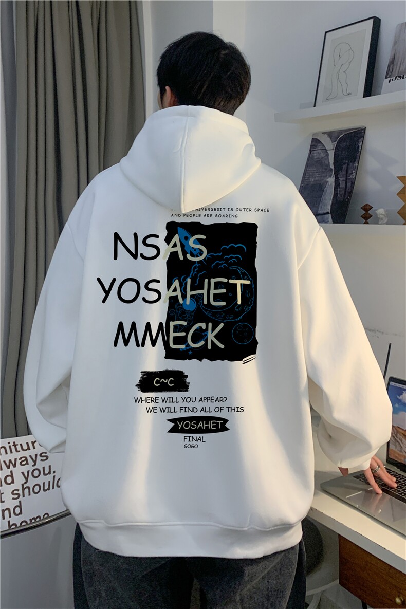 美式潮流字母太空旅行印花INS宽松连帽卫衣JK23394特p35-控58,男装卫衣,星座605(原A050)