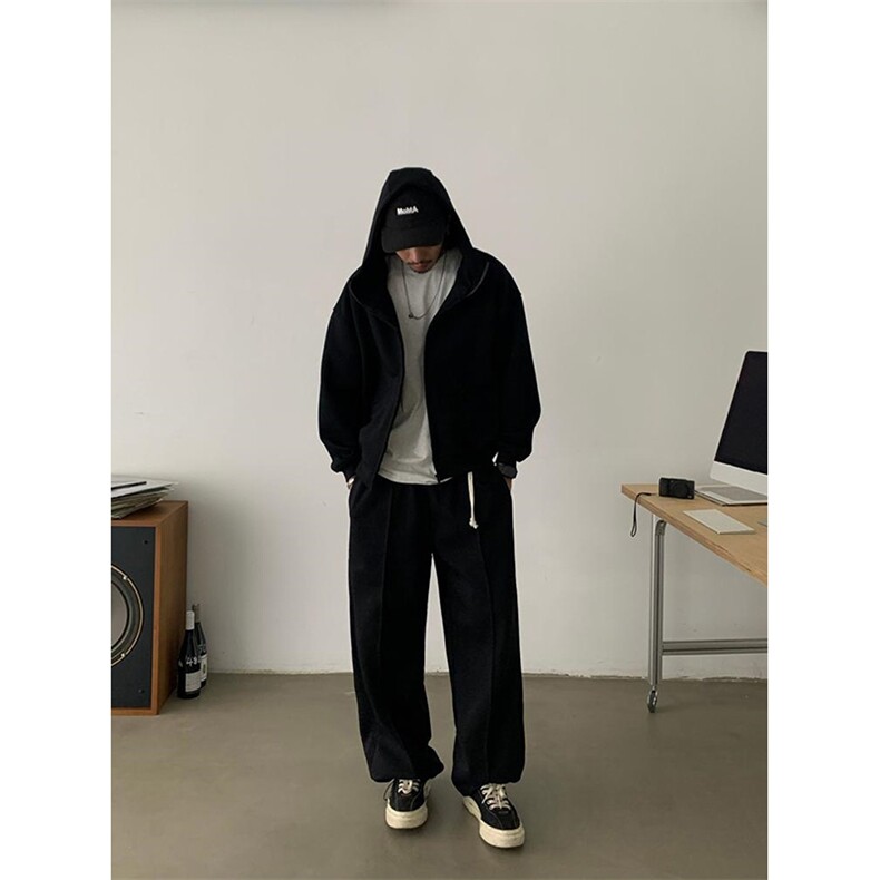 抖音得物高品质26春装美式高街重磅宽松结构高领连帽卫衣外套W60,女装短外套,电商A486