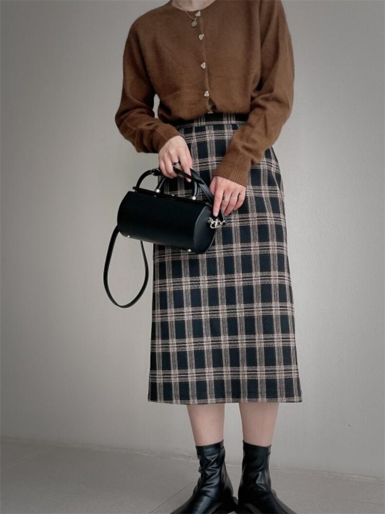 格子半身裙补单，女装半身裙，麦缇诺