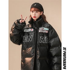 EQ156帅气女骑士机车服皮衣外套冬季赛车服棉衣棉服2024新款P118，女装棉衣/棉服，电商C306-1