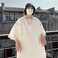 港风撞色踩线纯色T恤短袖五分半袖打底衫XT08-P35控48，男装T恤，星座216(原A116)