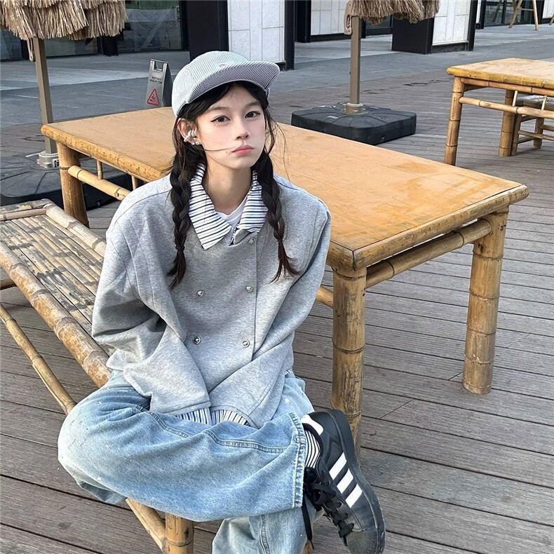 C316WY8530P68特春夏新款假两件卫衣衬衫领时尚百搭外套短款，男装衬衫，电商C316