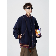 美式旗帜字母刺绣大码S-2XL夹棉聚酯纤维棒球棉衣男78156P148，男装棉衣，星座227-7