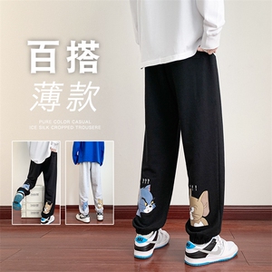 KB11美式动漫卡通卫裤男秋冬季宽松运动裤子潮流高街生休闲长裤图片