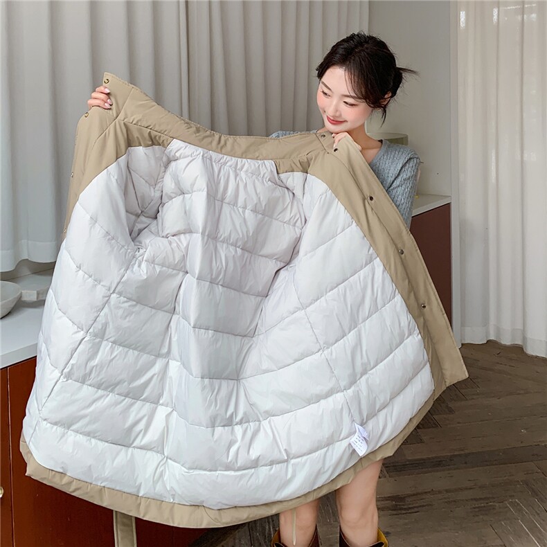冬季新款时尚简约风衣羽绒服女中长款A901P295K428,女装羽绒服,2C268