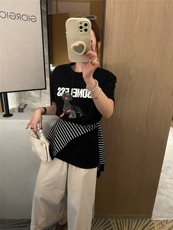 32025简单百搭时尚腊肠狗印花T恤，女装T恤，湘姗