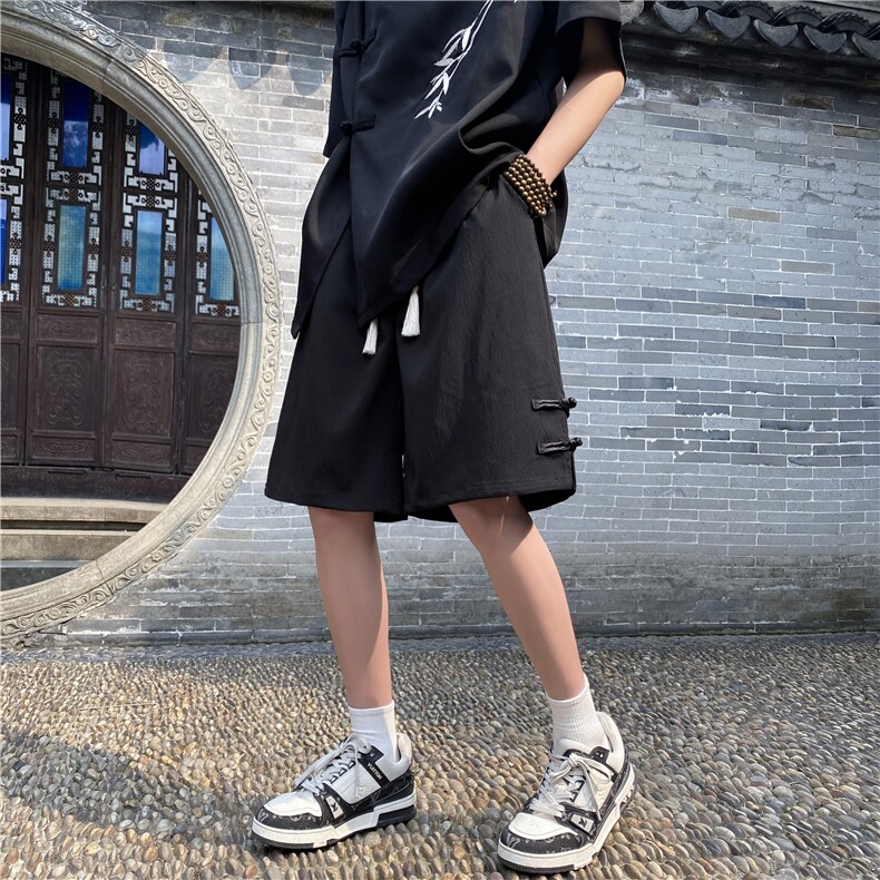 2024夏季新款风新中式排扣开叉宽松短裤B315-K24082-特p25控48,男装休闲裤,电商B315